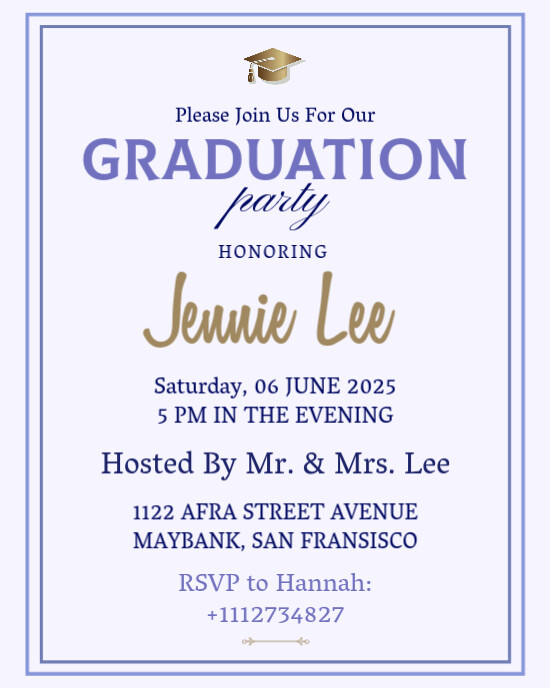 Typographic Graduation Party Invite Card Invitation Facebook Banner Flyer Post  Instagram Portrait template