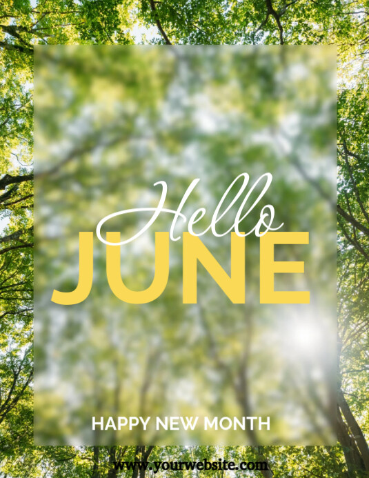 Typographic Green And Yellow Modern Hello June Flyer (us Letter) template
