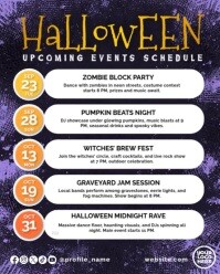 Typographic Grunge Halloween Upcoming Events Schedule Flyer Template Instagram Portrait