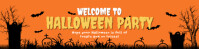 橙色 Halloween Party Banner 2 x 8 fod Template