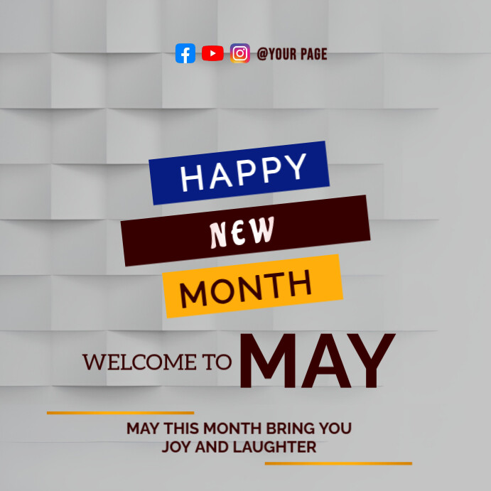 Typographic Happy New Month Square (1:1) template