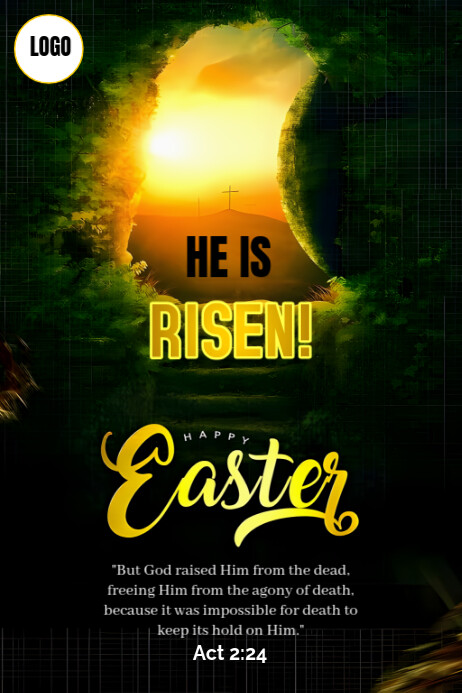 Typographic He Is Risen Easter  Poster template