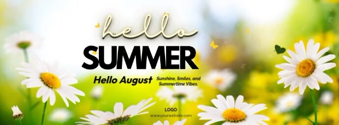 Typographic Hello Summer Sunshine Facebook Cover Photo Zdjęcie w tle na Facebooka template