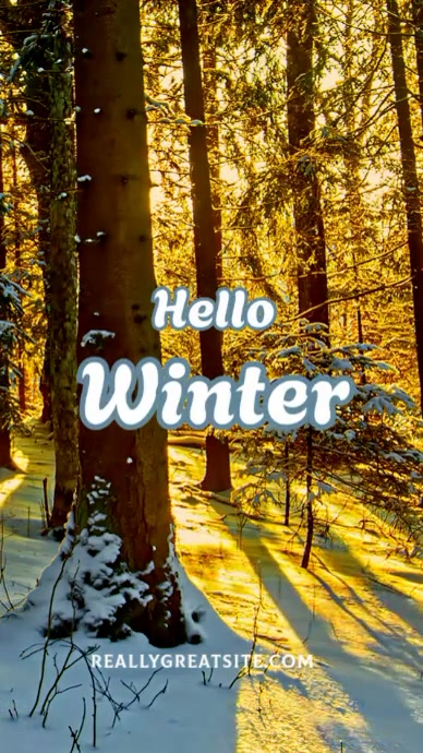 Typographic Hello Winter Forest Video Template – Snowy Nature Background For Seasonal Greetings Digi Display digitale (9:16)