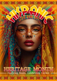 Typographic Hispanic Heritage Month Flyer A4 template