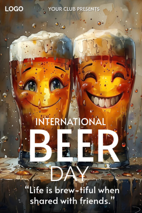 Typographic International Beer Day Poster Template | PosterMyWall