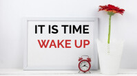 Typographic It Is Time Wake Up Twitter Post template