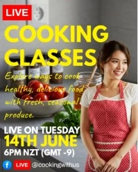 Typographic Live Cooking Class Instagram Portrait template