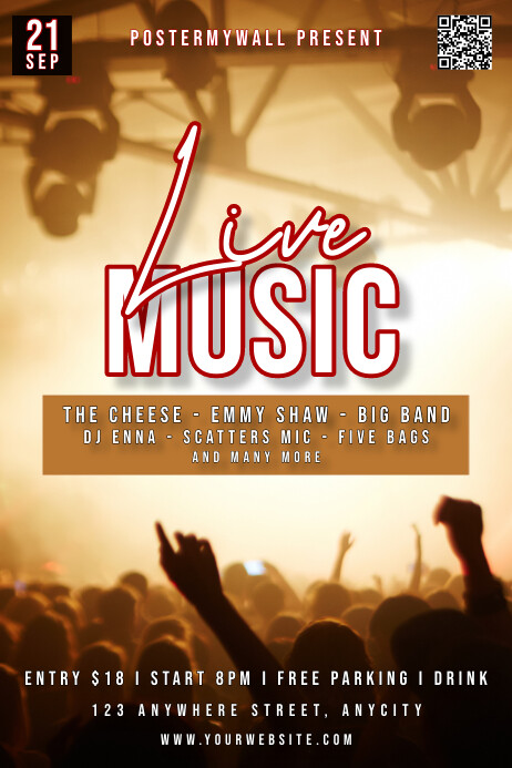 Typographic Live Music Poster Template | PosterMyWall