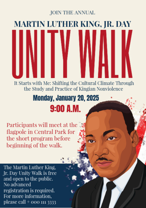 Typographic Martin Luther King, Jr. Day Unity Walk A4 Template ...