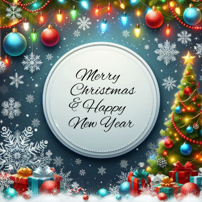 Copy of Typographic Modern & Minimal Merry Christmas And New Year ...