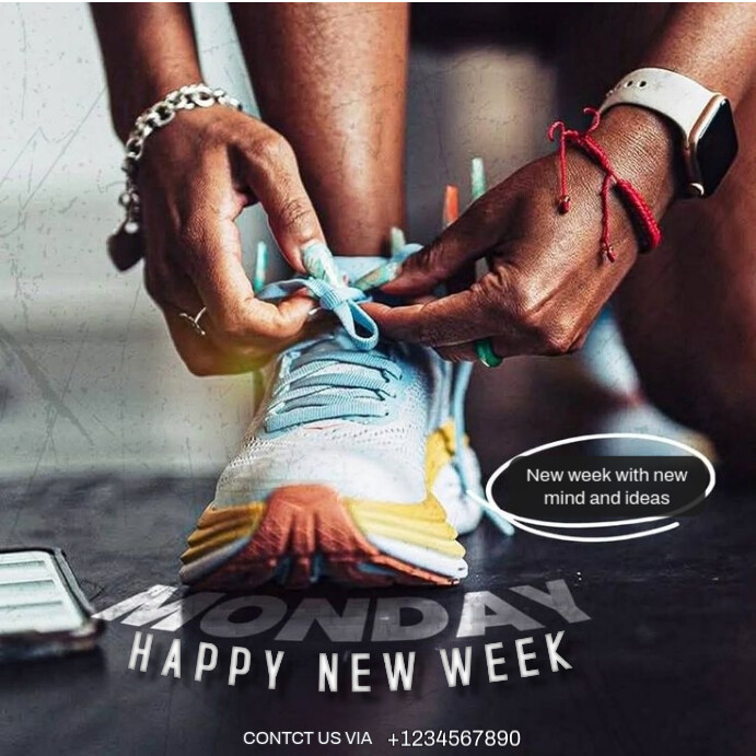 Typographic Modern Happy Monday Template Greetings Instagram Post