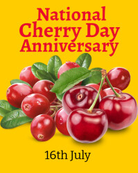 Typographic National Cherry Day Instagram Portrait template