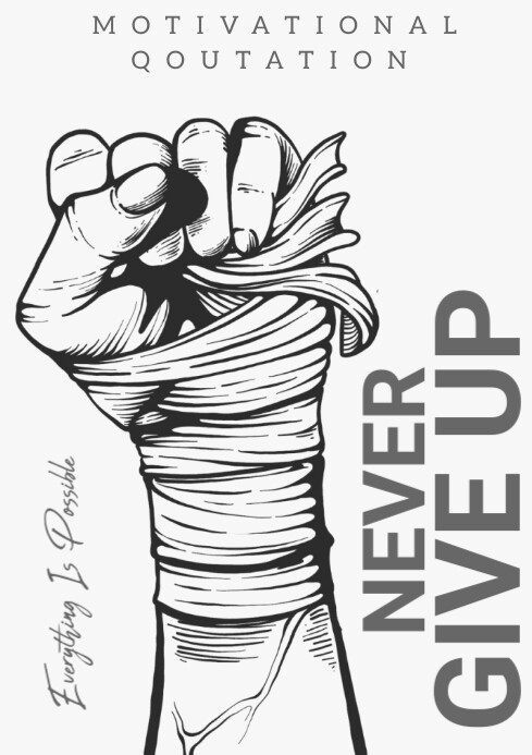 Typographic Never Giveup A4 template