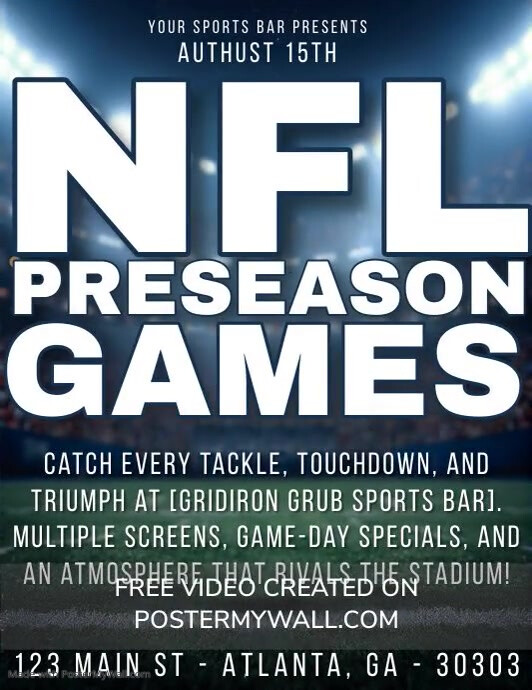 Typographic Nfl Preseason Sports Bar   Flyer 传单(美国信函) template