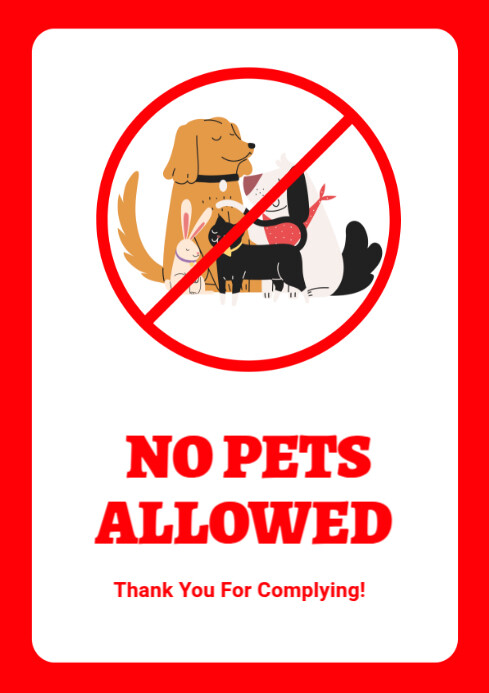 Typographic No Pets Allowed  A1 template