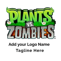 Typographic Plants Vs. Zombies Logo, Plants V template