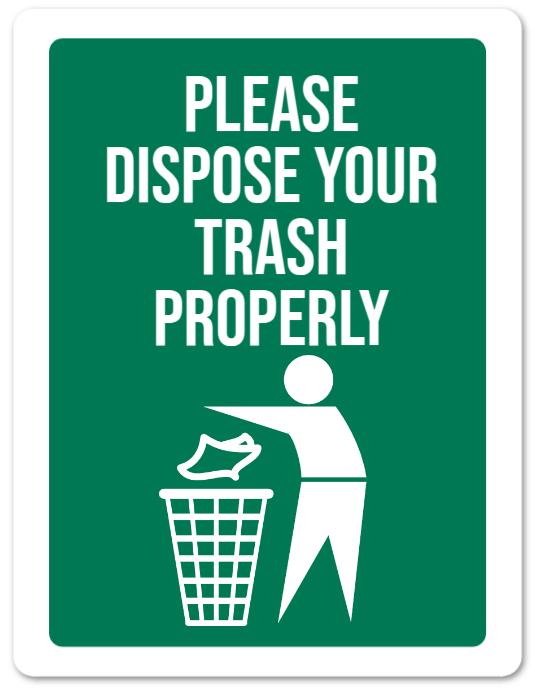 Typographic Please Dispose Your Trash Properly Sign Template – Clean Environment Awareness Poster Fl Flyer (US Letter)