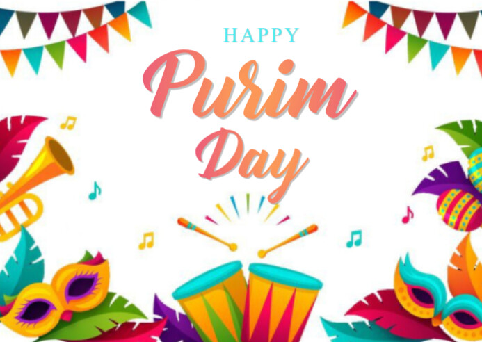 Typographic Purim  Postcard Ikhadi leposi template