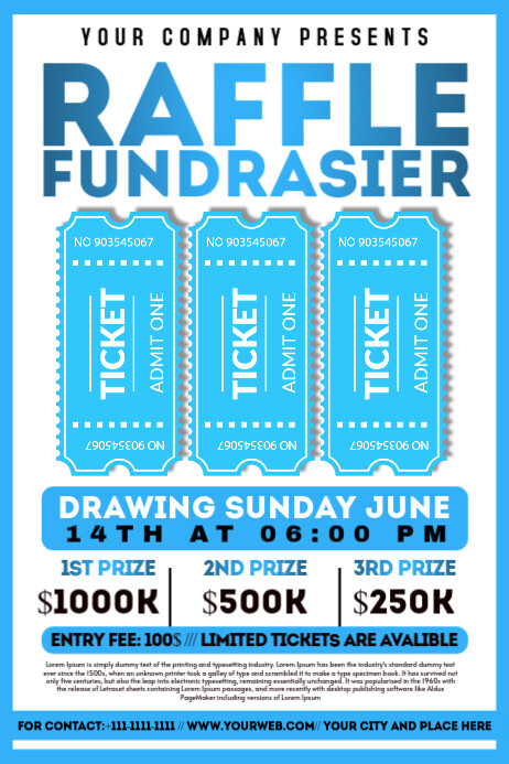 Typographic Raffle Fundrasier | Raffle Ticket Poster Template ...