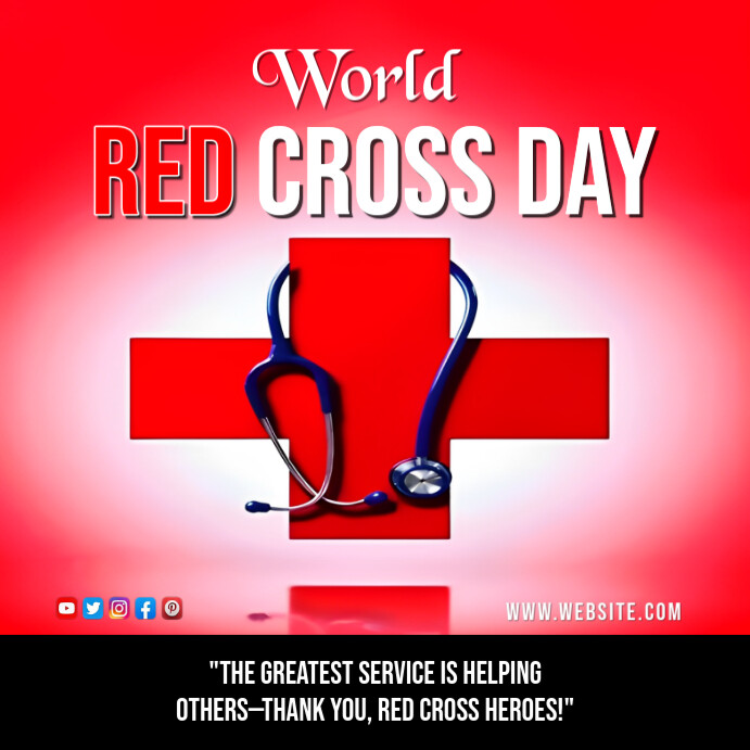 Typographic Red Background Maximalist World Red Cross Day  Instagram Post template