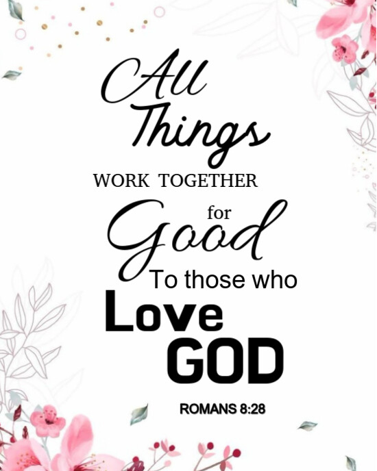 Typographic Romans 8:28 Scripture Quote Editable Social Media Template  Instagram Portrait