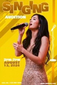 Typographic Singing Audition Template Poster