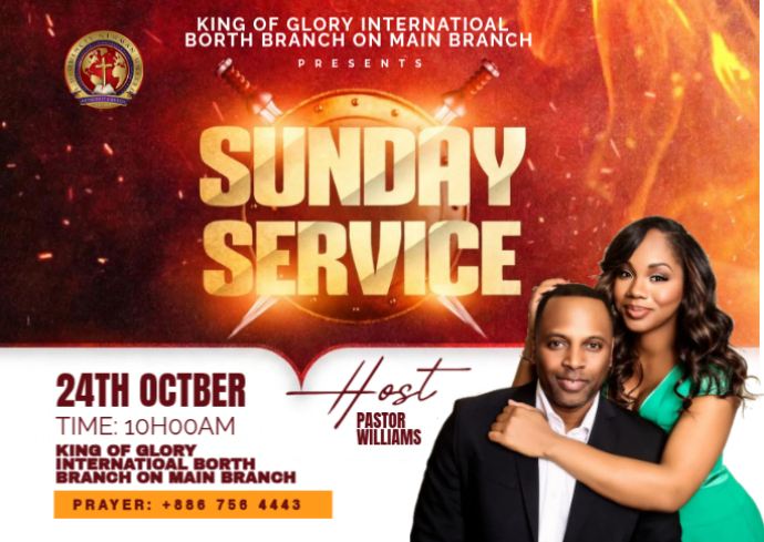 Typographic Sunday Church Service Postcard Template | PosterMyWall