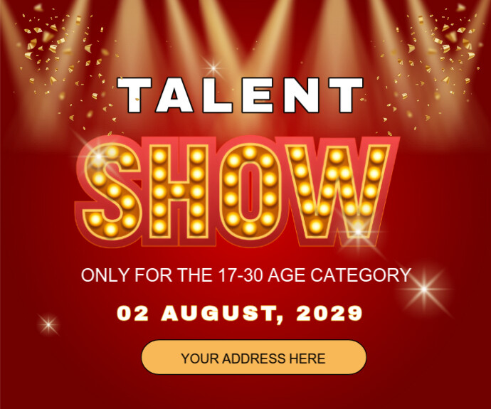 Typographic Talent Show Announcement Notification Posters  Medium Rectangle template