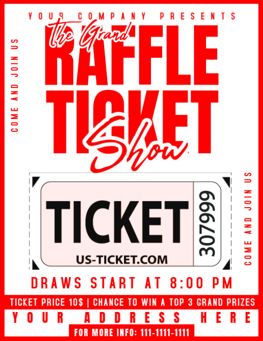 Plantilla de Typographic The Grand Raffle Ticket Show Flyer (us Letter ...