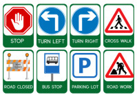 Typographic Traffic Road Signs And Instructions  Postcard template