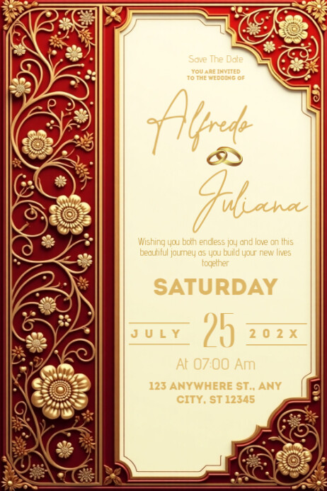 Typographic Wedding Card | Luxary Wedding Card  Poster Plakkaat template