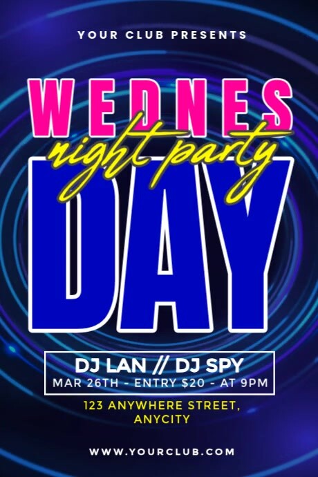 Typographic Wednesday Night Party Poster โปสเตอร์ template