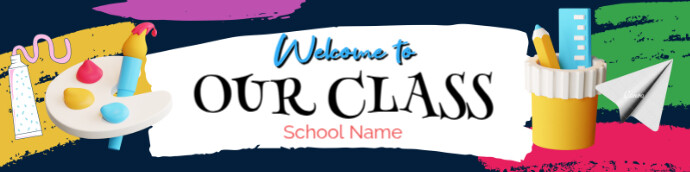Typographic Welcome To Our Classroom Google Header  Google Classroom Banner template