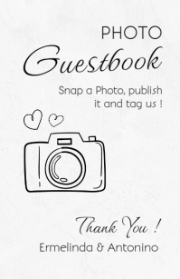 Typographic White And Black Minimal Guestbook Template Design Wedding Printable Template Design 2025 Mezza pagina Wide