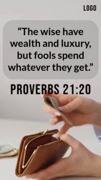 Typographic Wisdom In Saving — Proverbs 21:20 | Christian Financial Inspiration Video Digital Displa 数字显示屏 (9:16) template