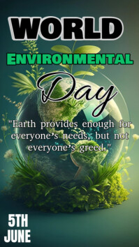 สีเขียว World Environmental Day 数字显示屏 Template
