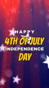 Typography Happy 4th Of July Independence Day งานแสดงผลงานแบบดิจิทัล (9:16) template