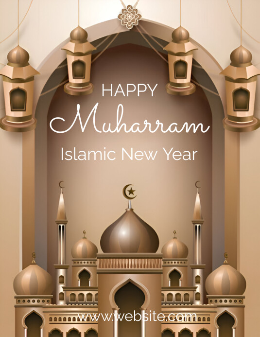 Typography Happy Muharram Flyer (us Letter) template