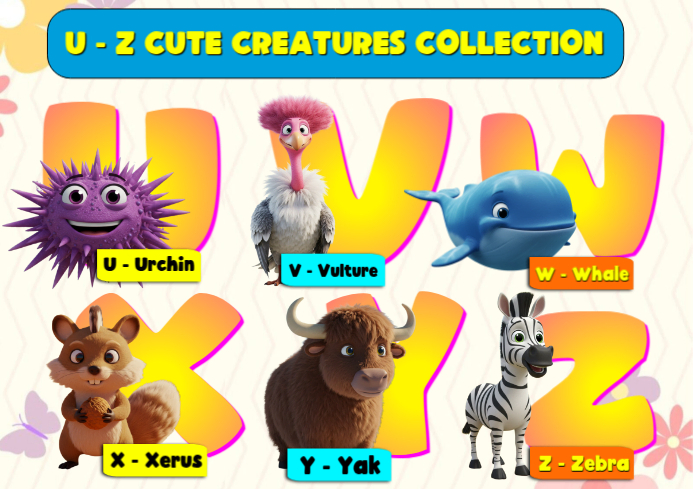 U–Z Cute Creatures Collection Template | PosterMyWall