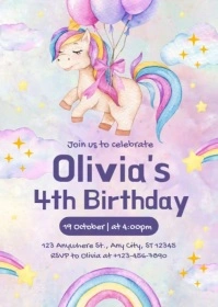 U/nicorn Birthday Invitation Video A6 template