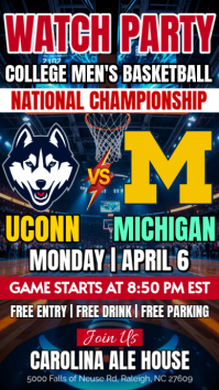 Uconn Vs Michigan Wolverines College Basketball 2026 Watch Party Instagram Story Template