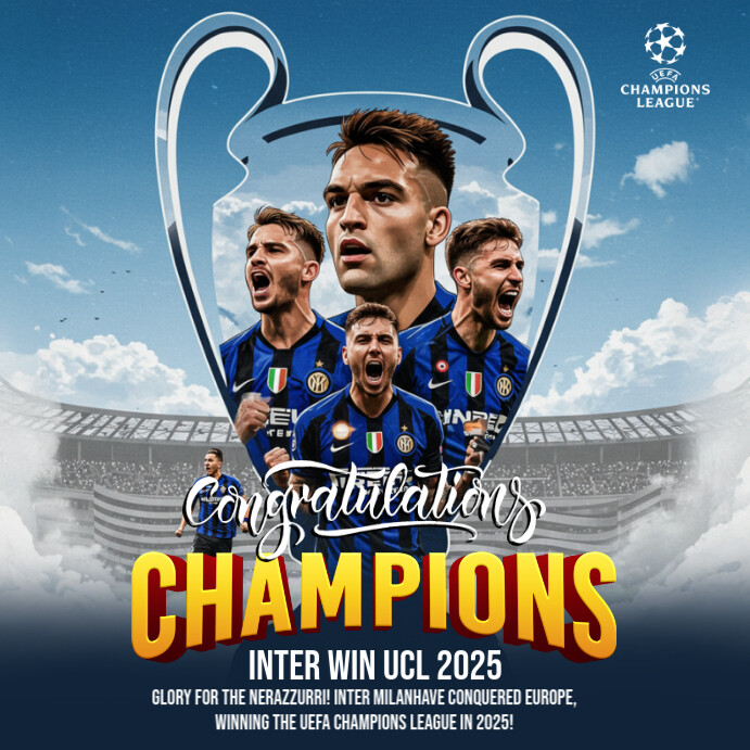UEFA Champions League 2025 Winner Instagram na Post template