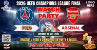 UEFA Champions League Final 2026: PSG vs Arsenal Watch Party Facebook Shared Image template