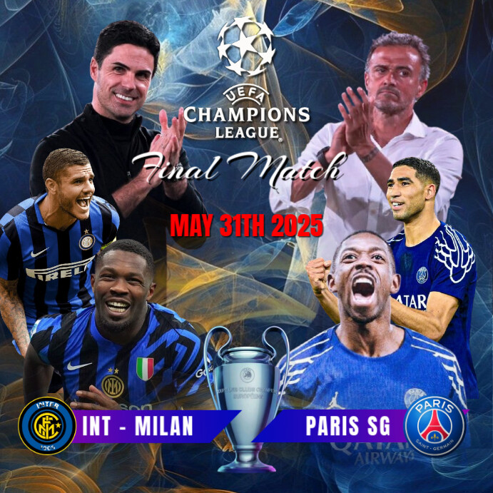 UEFA soccer champions league final match 2025 Instagram Post template