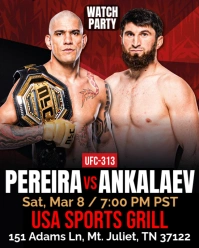UFC 313 Watch Party Poster – Pereira vs. Ankalaev Fight Night Instagram Portrait template