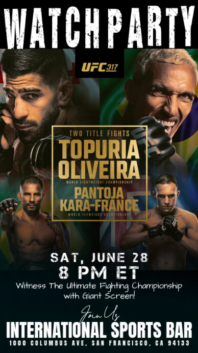 UFC 317: Ilia Topuria vs Charles Oliveira Watch Party Instagram Post Template