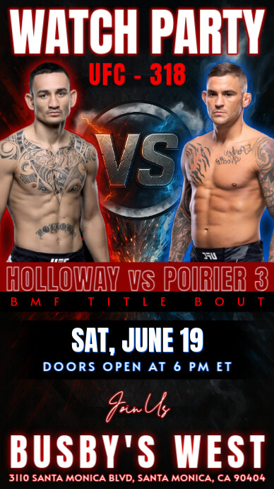 UFC 318: Holloway vs Poirier 3 MMA Watch Party Instagram Post Template