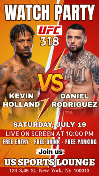 Ufc 318 Watch Party Kevin Holland Vs Daniel Rodriguez Instagram Story Template