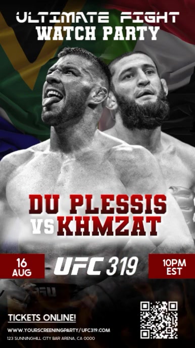 UFC 319 Watch party event square design template Instagram Story